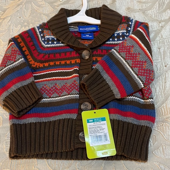 Genuine baby from OshKosh Newborn SZ 3M 100% Cotton Button Up Knit Sweater NWT - Picture 5 of 10